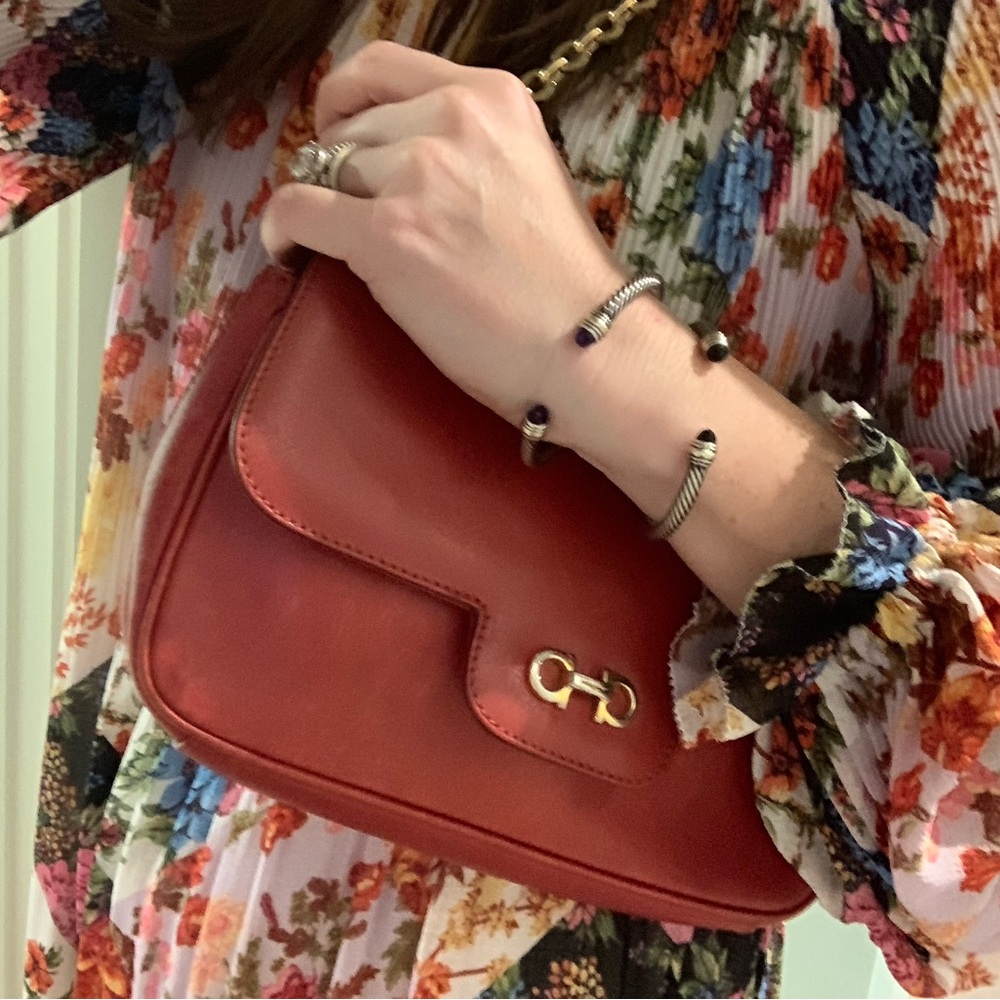 Salvatore Ferragamo Saffiano Luciana Red Purse